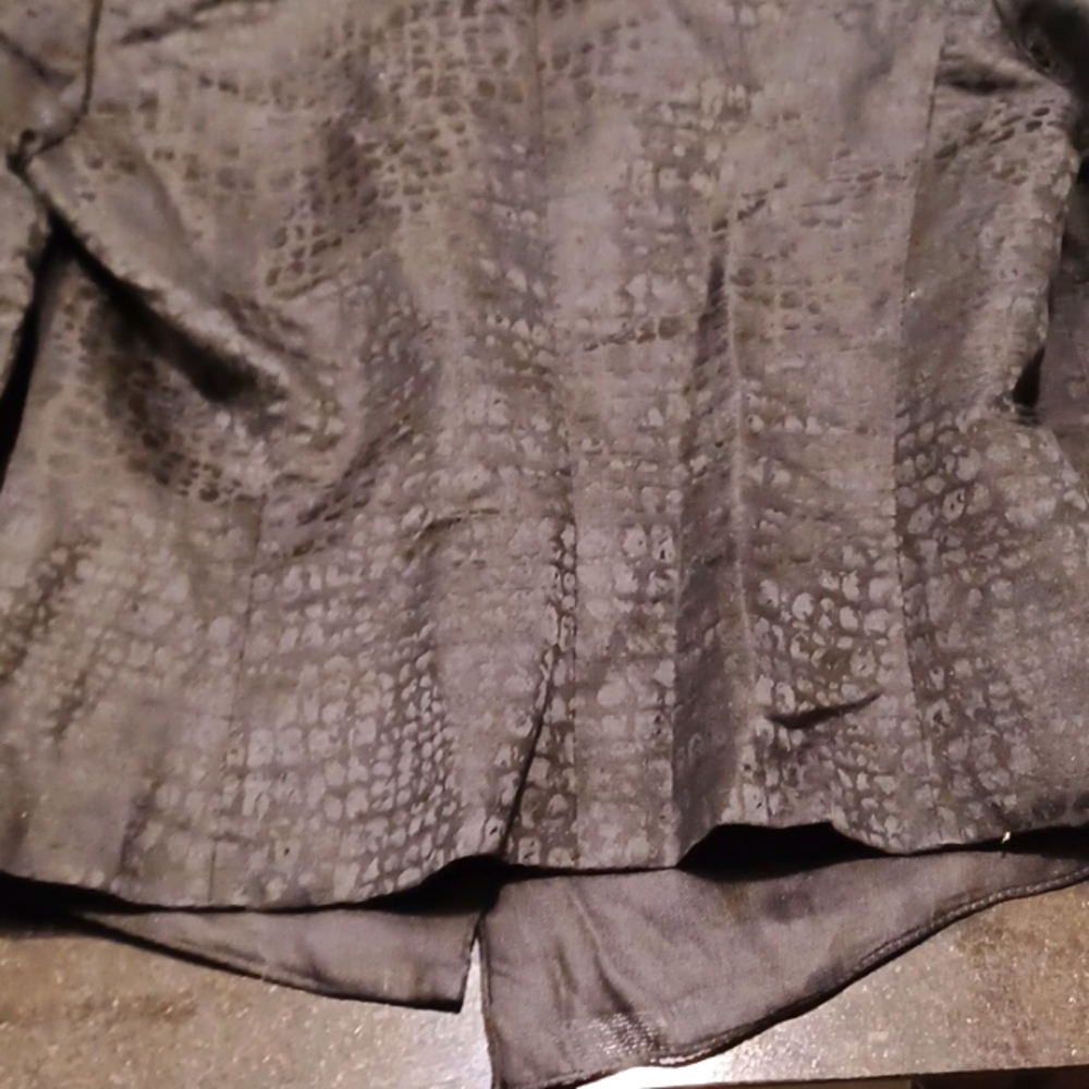 Vtg Armani 2 pc set collezioni black textured shoulder bow skirt suit blazer - Picture 12 of 16